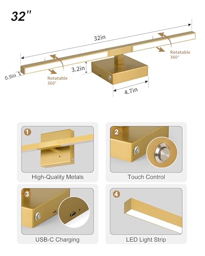 Gold Battery Operated Wall Sconces with Remote Control (2 Count)