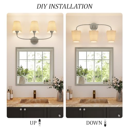 Brushed Nickel Bathroom Light Fixtures Over Mirror (Nickel / 3 Light)