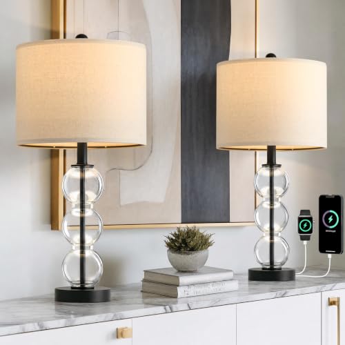 25" Glass Table Lamps Set of 2 (2 Count)