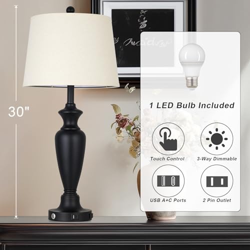 Black Table Lamp for Living Room Single