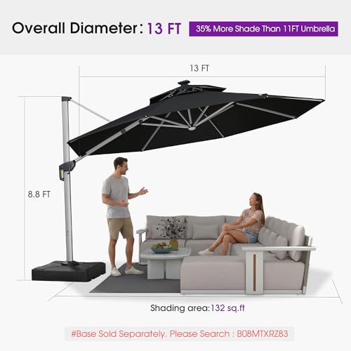 Cantilever Umbrella 13ft Solar LED Light Double Top
