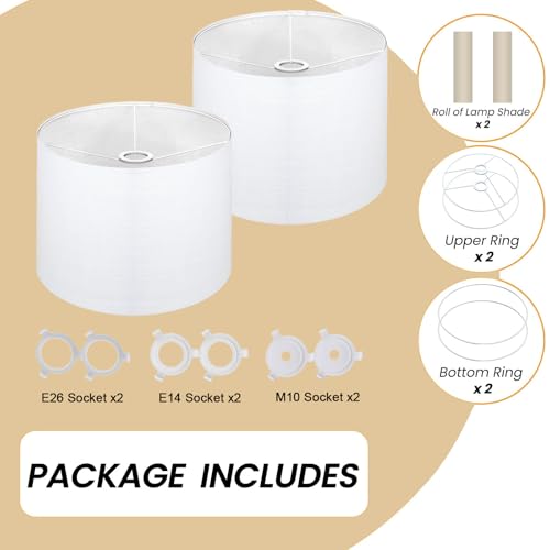 drum Fabric White lamp shades Set of 2 for table lamps