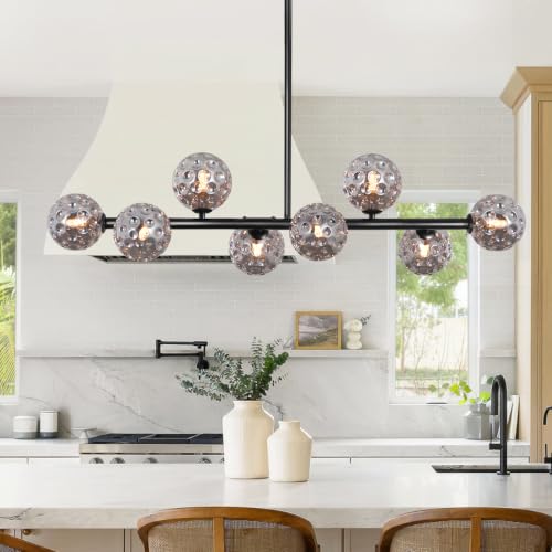 Black Linear Chandelier for Dining Room Globe Island Light Grey Chandelier