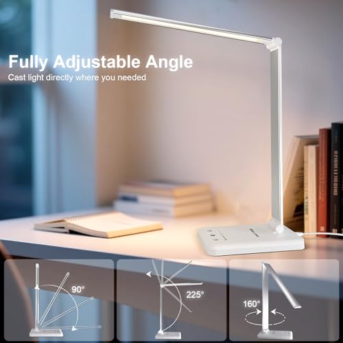LED Desk Lamp Dimmable Table Lamp Reading Lamp with USB Charging Port