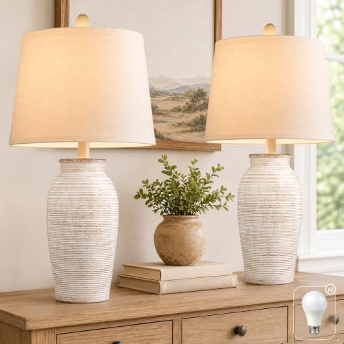 Ceramic Table Lamps Set of 2 for Living Room (2 Count)
