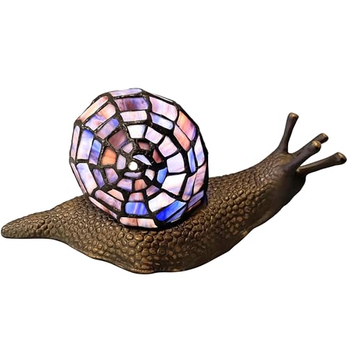 L10976 Purple Land Snail Tiffany Style Stained Glass Accent Lamp