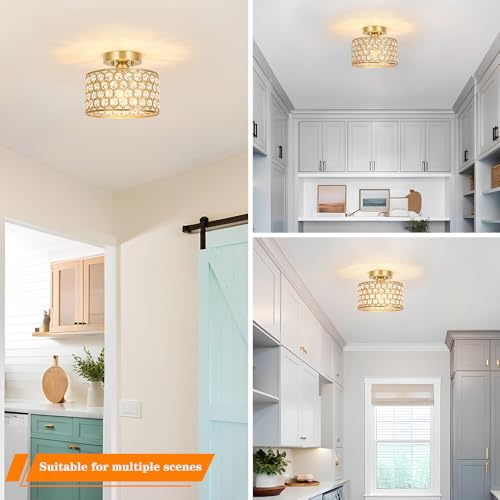 Gold Crystal Ceiling Light Fixture