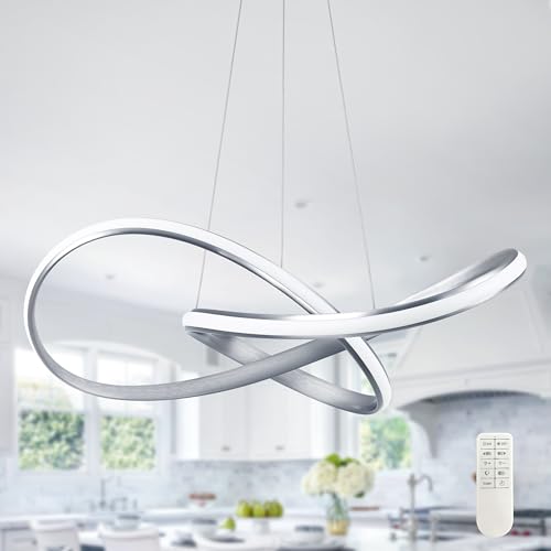 Modern LED Pendant Light Fixture Contemporary Ring Chandelier Nickel with 3000K