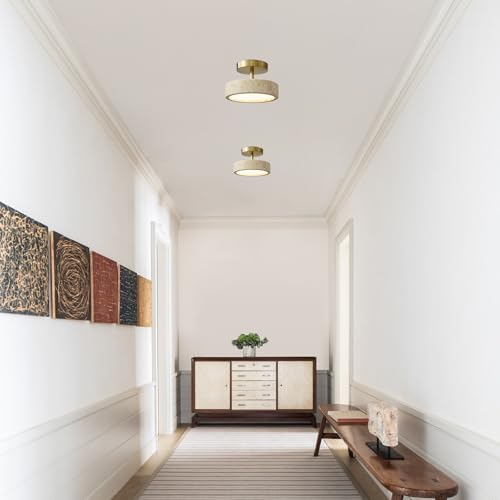 8Inch Travertine Flush Mount Ceiling Light
