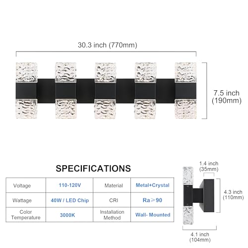 30.3 in LED Bathroom Lighting Fixtures Over Mirror 40W