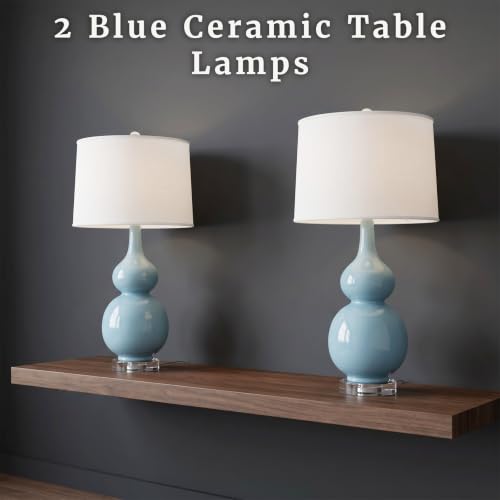 Ceramic Table Lamps Set of 2 Double Gourd Vintage