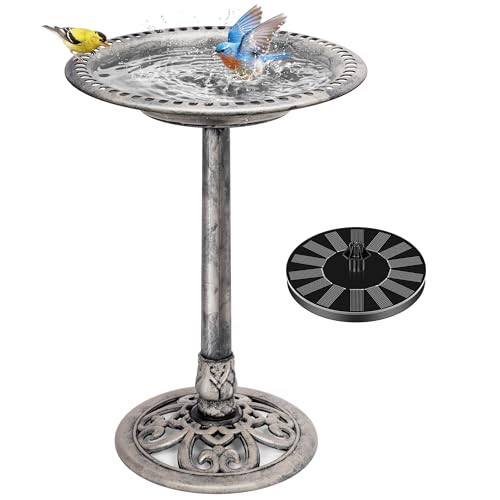 Bird Bath with Solar Fountain for Outside