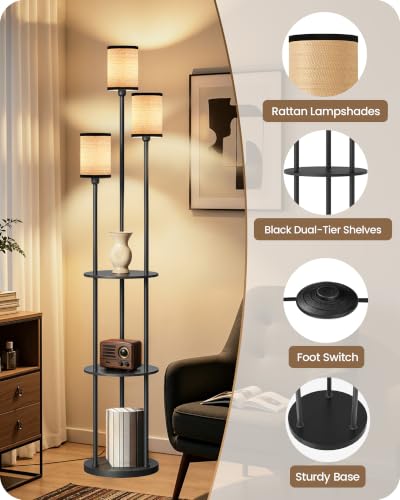 Floor Lamp with Shelves