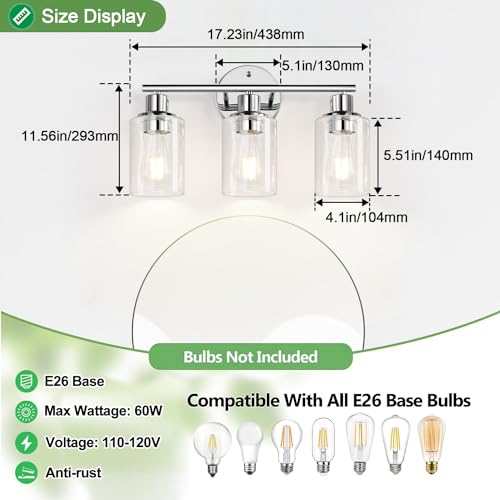 3 Light Bathroom Light Fixtures (3 Count)