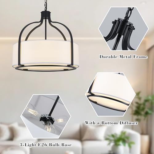 20.5" Black Drum Chandelier
