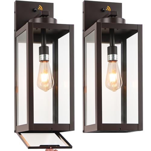 20" Oil Rubbed Bronze Dusk to Dawn Outdoor Wall Lights with Closed Bottom (2 Count)