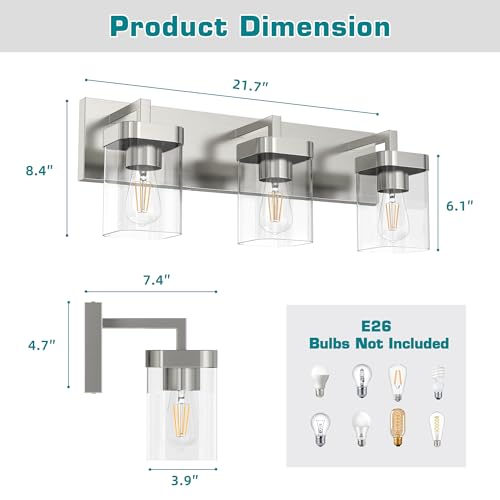 3 Light Bathroom Light Fixtures (3 Count)