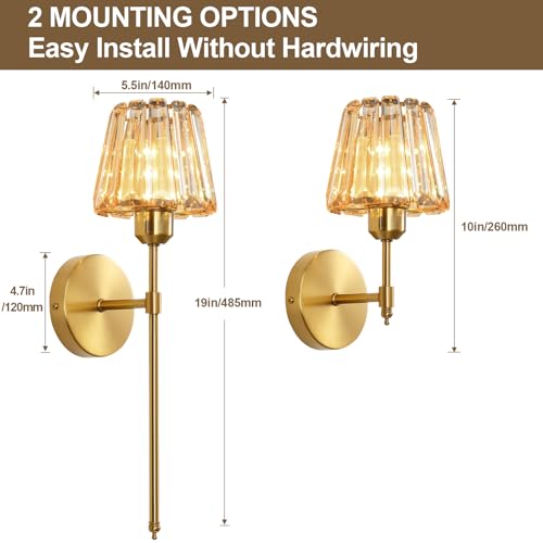 Battery Operated Crystal Wall Sconce Set of 2 (2 Count)