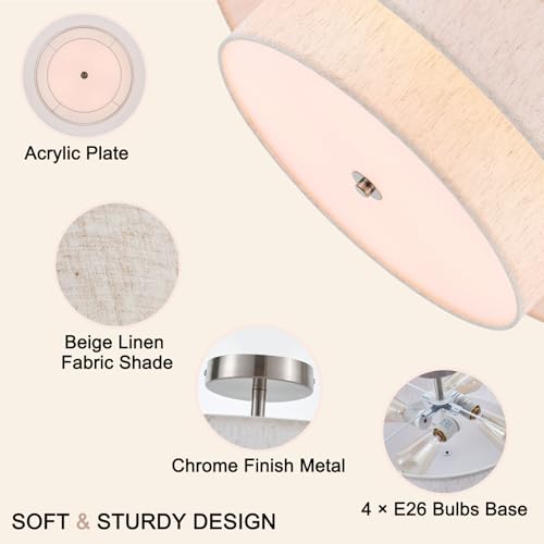 21.7" Large Chrome Flush Mount Ceiling Light