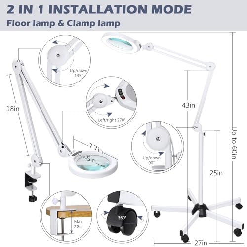 15X Magnifying Glass with Light and Stand