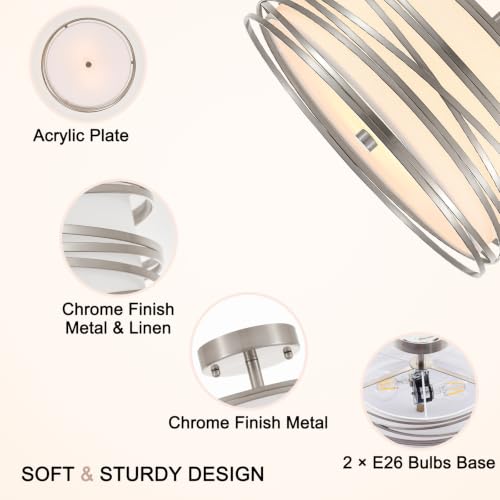 12.2" Chrome Semi Flush Mount Ceiling Light