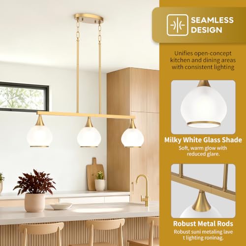 Brushed Gold Kitchen Island Linear Pendant Light