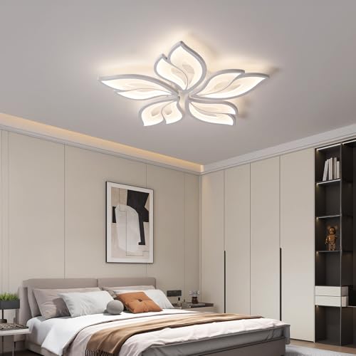 25.6" Flower Shaped Ceiling Light Dimmable Modern Ceiling Lamp Remote Control LED Lighting Fixture for Bedroom Dining Room Kitchen