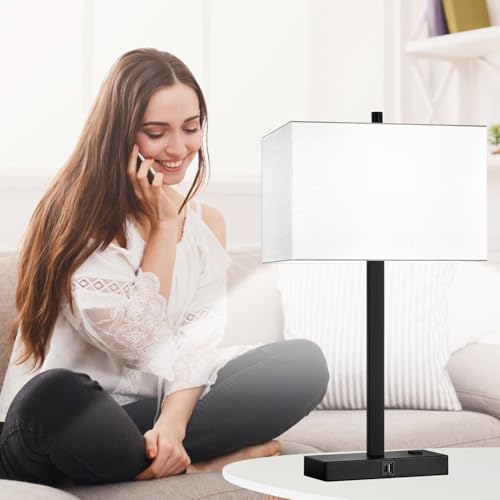 21" Set of 2 Table lamp with USB A+C & AC Outlets (2 Count)