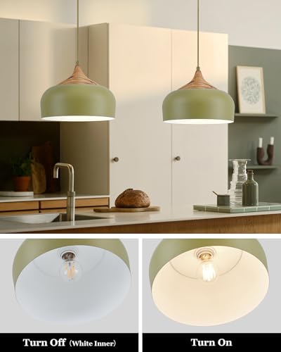 Vintage Pendant Light Fixtures with Faux Pine Wood Grain