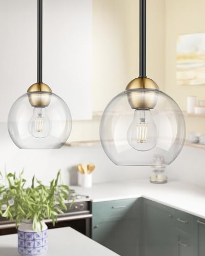 2 Pack Black and Gold Pendant Light Fixtures (2 Count)