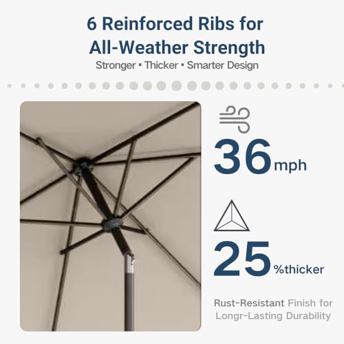 6.5' x 10' Rectangular Patio Umbrella Large Outdoor Market Umbrella w