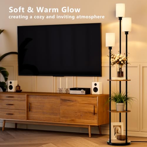 Floor Lamp with Shelves (Brown)