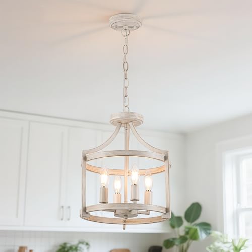 4 Lights White Farmhouse Chandelier