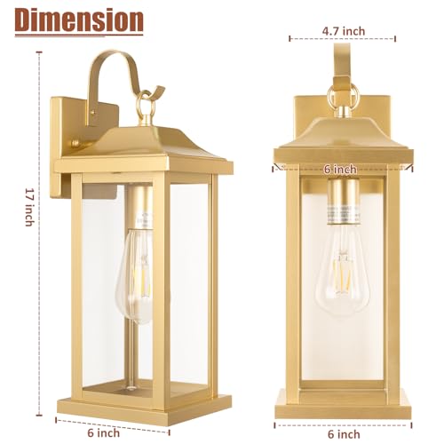 17 Inch Large Gold Outdoor Sconces Wall Lighting 2 (2 Count)
