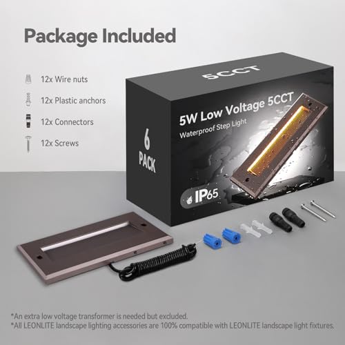 6-Pack 5W/4W/3W Dimmable 9 Inch 5CCT Low Voltage LED Step Lights (6 Count)