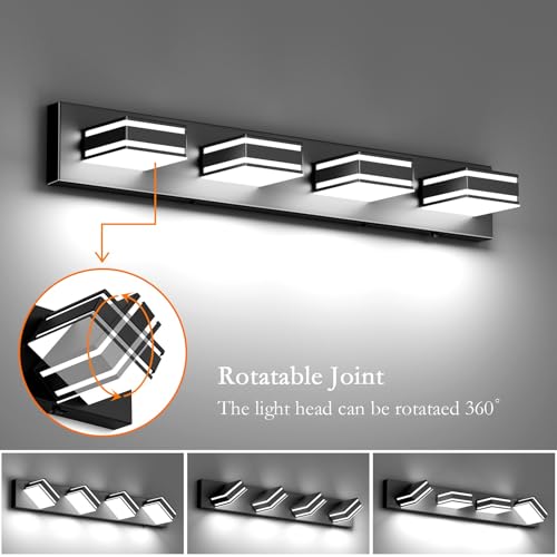 30inch Black Vanity Light for Bathroom with 5 Color Temperatures