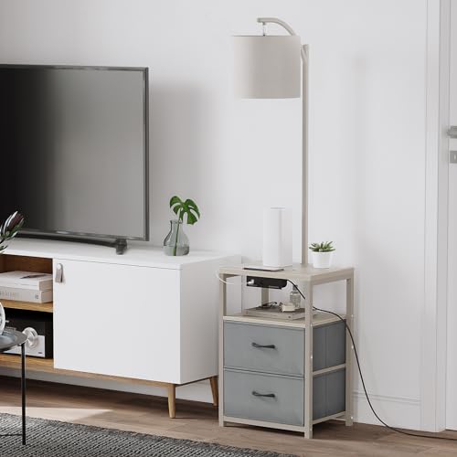 Floor Standing Lamp with Table & 2 Drawers