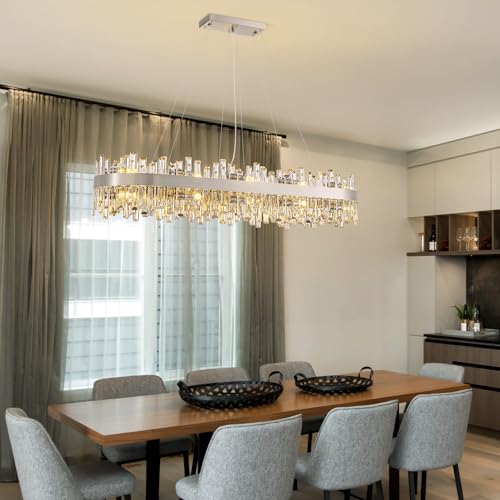 Modern Rectangle Crystal Chandelier for Dining Room