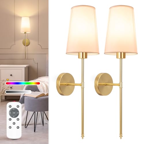 Gold Battery Operated Wall Sconce Set of 2 (2 Count)