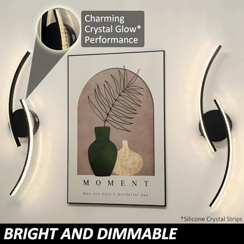 Peel and Stick Rechargeable Wall Sconces with Crystal Light Effect Set of 2