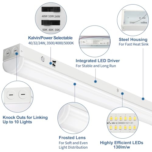 4FT LED Linear Light Fixture 4Pack (4 Count)