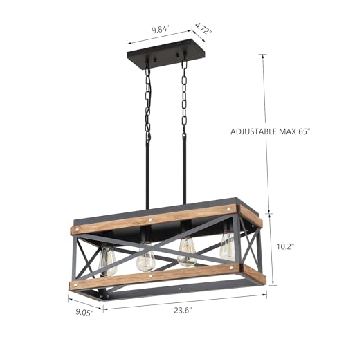 Rustic Farmhouse Wood Kitchen Island Lighting