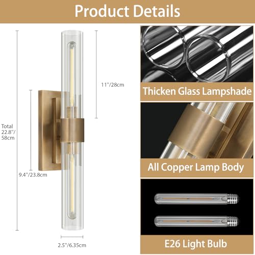 Wall Sconce 22.8'' Brass Sconce Wall Lighting