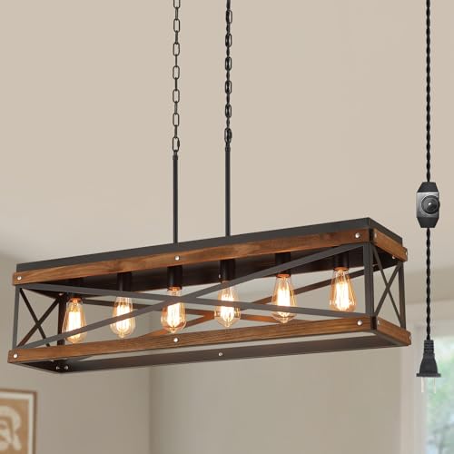 Rustic Farmhouse Plug in Kitchen Island Lighting