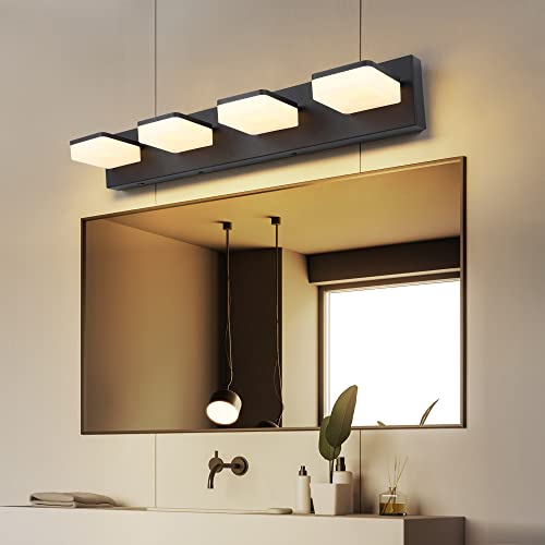 3 Colors Dimmable Black Vanity Lights for Bathroom (4 Count)