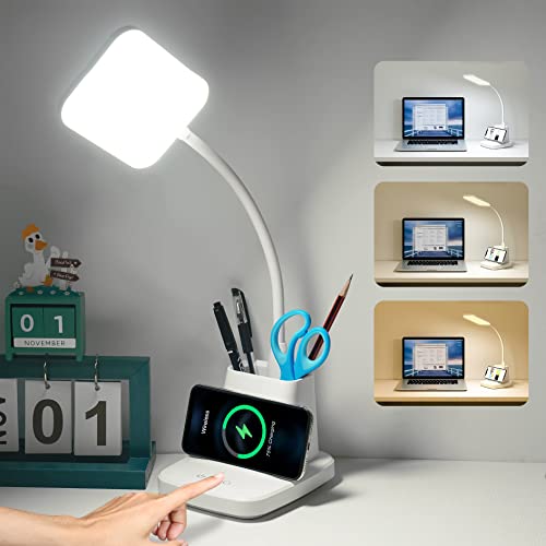 LED Desk Lamp with 10W Wireless Charging & Pen Holder