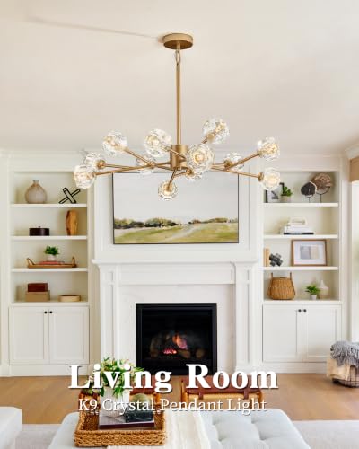 Gold Sputnik Chandeliers for Dining Room Light Fixture Over Table