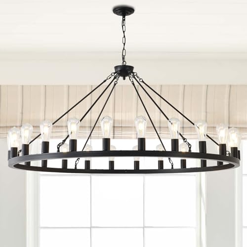 53” Large Farmhouse Wagon Wheel Chandelier
