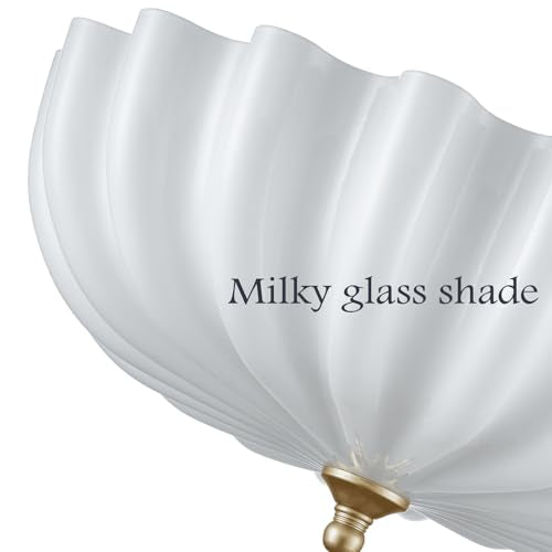 Modern Gold Ceiling Light Fixture with Milky Glass Shade