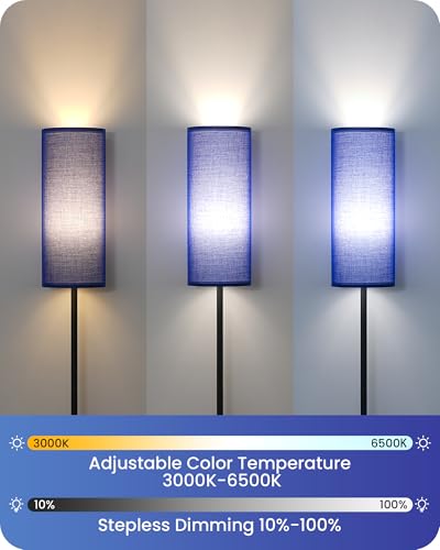 Dimmable Blue Floor Lamp for Living Room with Remote and Foot Switch
